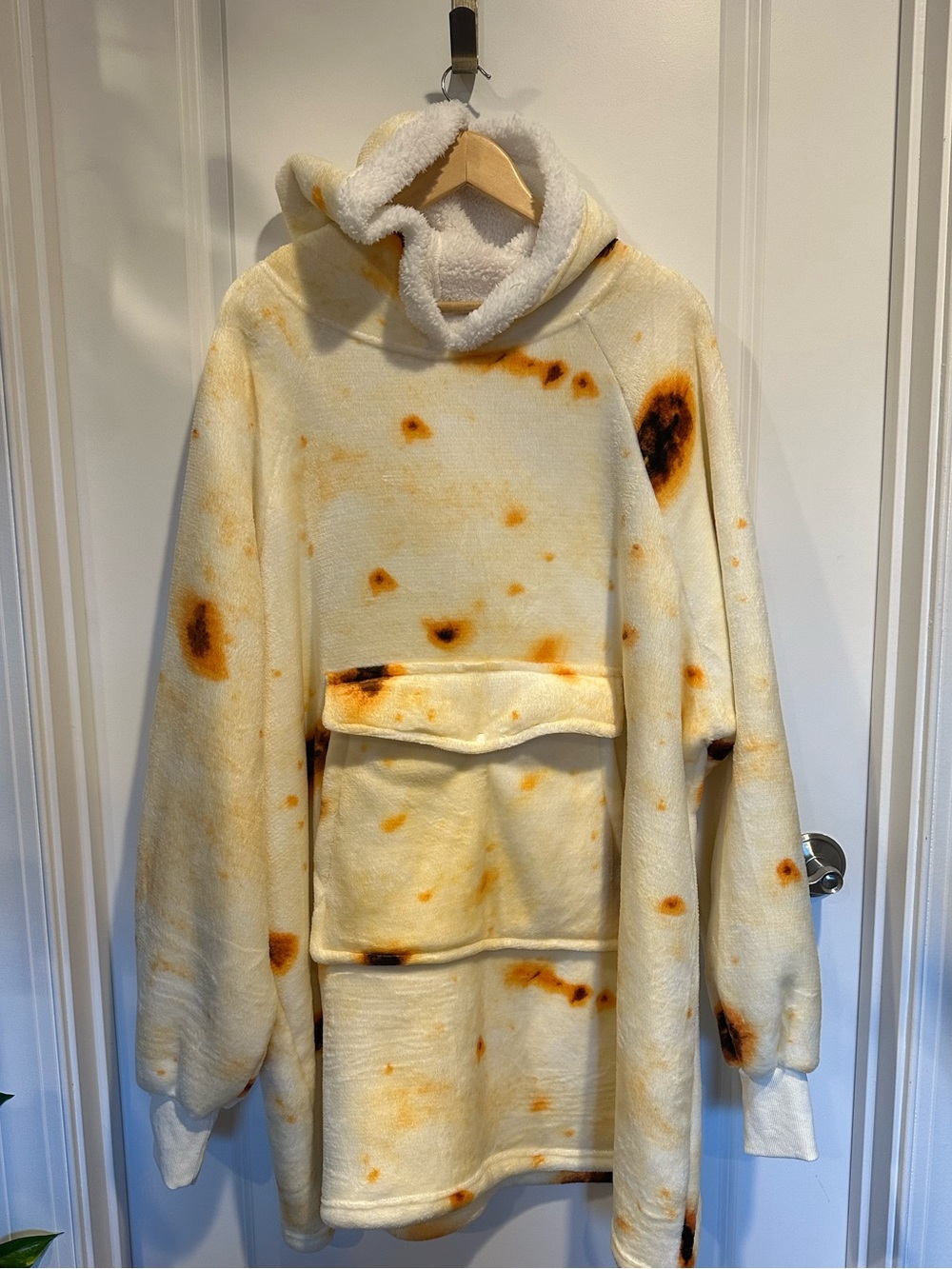 Tortilla Burrito Wearable Blanket Hoodie Oversized with Giant Pet Pouch